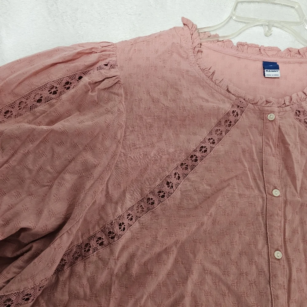 Old Navy Pink Cotton Blouse Sz 4X - Picture 3 of 4